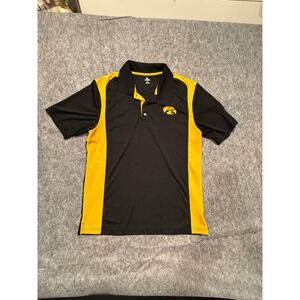 Knights Apparel Iowa Hawkeyes Mens Large Black Gold Performance Polo Shirt